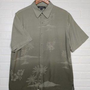 Croft & Barrow men's olive tropical Hawaiian Caribbean short sleeve shirt large